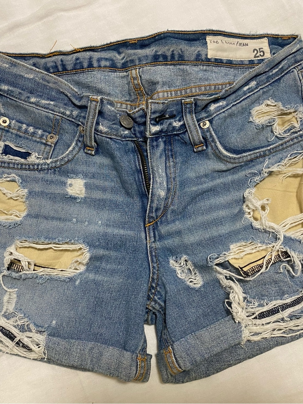 Rag & bone Distressed Blue Denim Cutoff Shorts